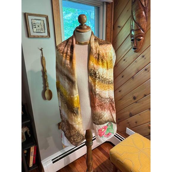 Hand Painted 100% Silk Boho Scarf - Picture 7 of 10